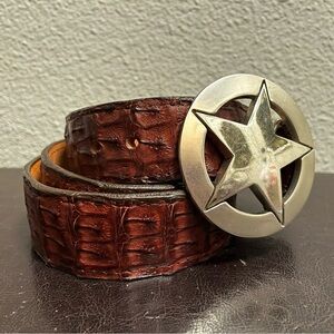 Exotic Hornback Caiman Men’s Belt With Texas Ranger Star Buckle